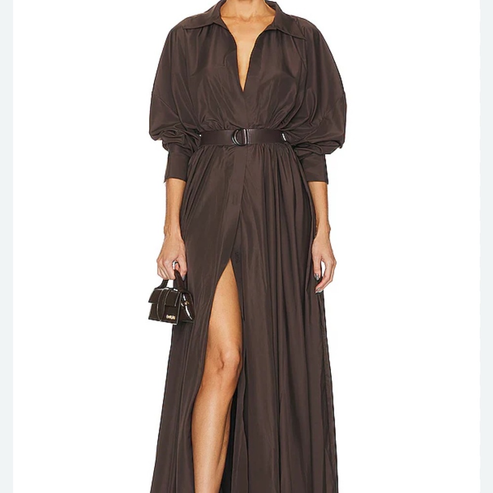 Norma Kamali Dark Brown Long Sleeve Dress